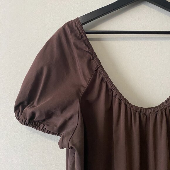 Handmade Plus Size Cotton Bamboo Chocolate Brown Dress - Picture 6 of 15